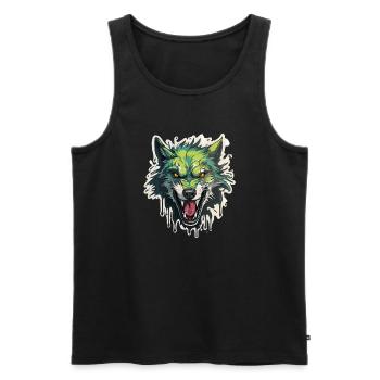 Wolf - Illustration - Männer Premium Bio Tank Top - Schwarz - Vorne - AI Model Male 178 light (178cm)