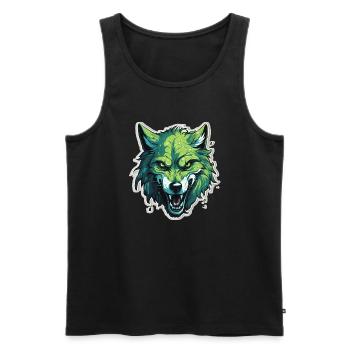 Wolf - Illustration - Männer Premium Bio Tank Top - Schwarz - Vorne - AI Model Male 178 light (178cm)