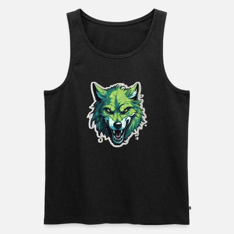 Wolf - Illustration - Männer Premium Bio Tank Top - Schwarz