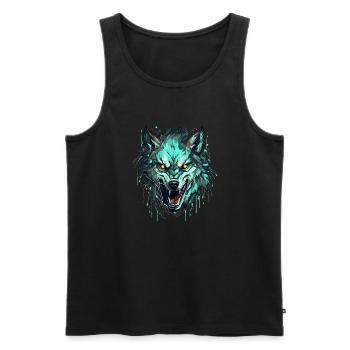 Wolf - Illustration - Männer Premium Bio Tank Top - Schwarz - Vorne - AI Model Male 178 light (178cm)