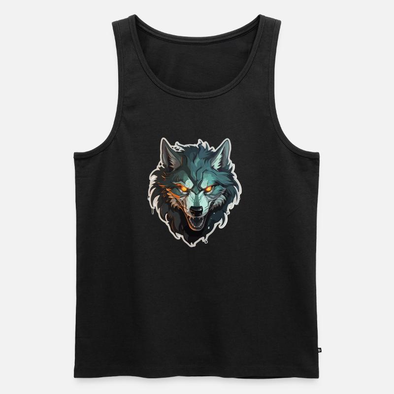 Wolf - Illustration - Männer Premium Bio Tank Top - Schwarz