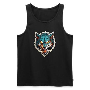Wolf - Illustration - Männer Premium Bio Tank Top - Schwarz - Vorne - AI Model Male 178 light (178cm)