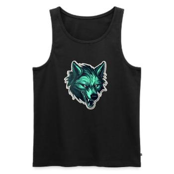 Wolf - Illustration - Männer Premium Bio Tank Top - Schwarz - Vorne - AI Model Male 178 light (178cm)