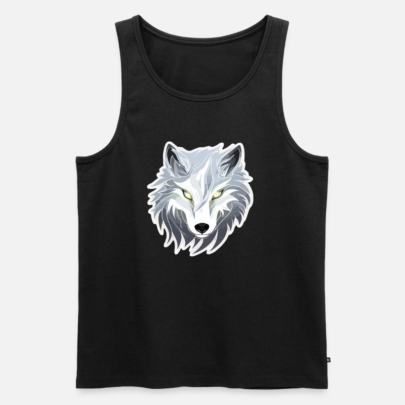 Wolf - Illustration - Männer Premium Bio Tank Top - Schwarz