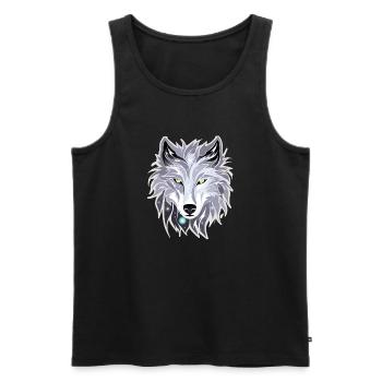 Wolf - Illustration - Männer Premium Bio Tank Top - Schwarz - Vorne - AI Model Male 178 light (178cm)