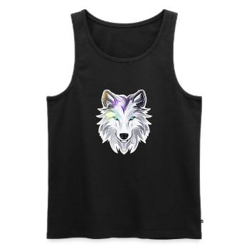 Wolf - Illustration - Männer Premium Bio Tank Top - Schwarz - Vorne - AI Model Male 178 light (178cm)