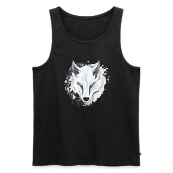 Wolf - Illustration - Männer Premium Bio Tank Top - Schwarz - Vorne - AI Model Male 178 light (178cm)