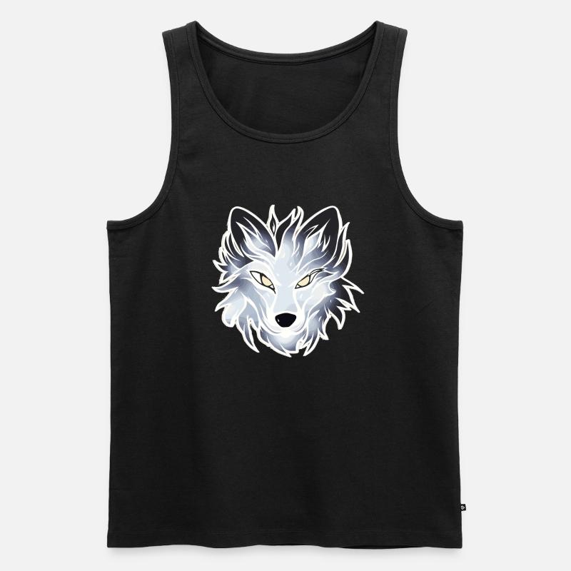 Wolf - Illustration - Männer Premium Bio Tank Top - Schwarz
