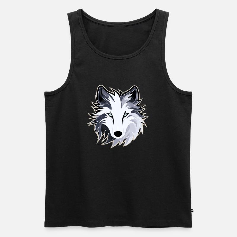 Wolf - Illustration - Männer Premium Bio Tank Top - Schwarz