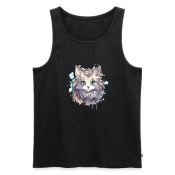 Chat - illustration - Débardeur bio Premium Homme - noir - Devant - AI Model Male 178 light (178cm)