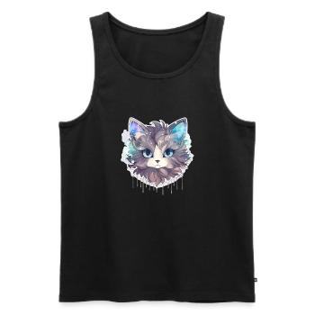 Chat - illustration - Débardeur bio Premium Homme - noir - Devant - AI Model Male 178 light (178cm)