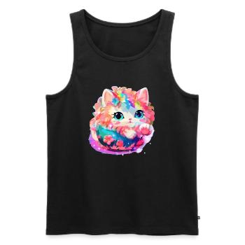 Chat - illustration - Débardeur bio Premium Homme - noir - Devant - AI Model Male 178 light (178cm)