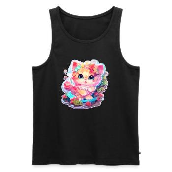 Chat - illustration - Débardeur bio Premium Homme - noir - Devant - AI Model Male 178 light (178cm)