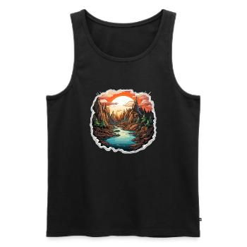 Paysage - Illustration - Débardeur bio Premium Homme - noir - Devant - Michal (187cm)