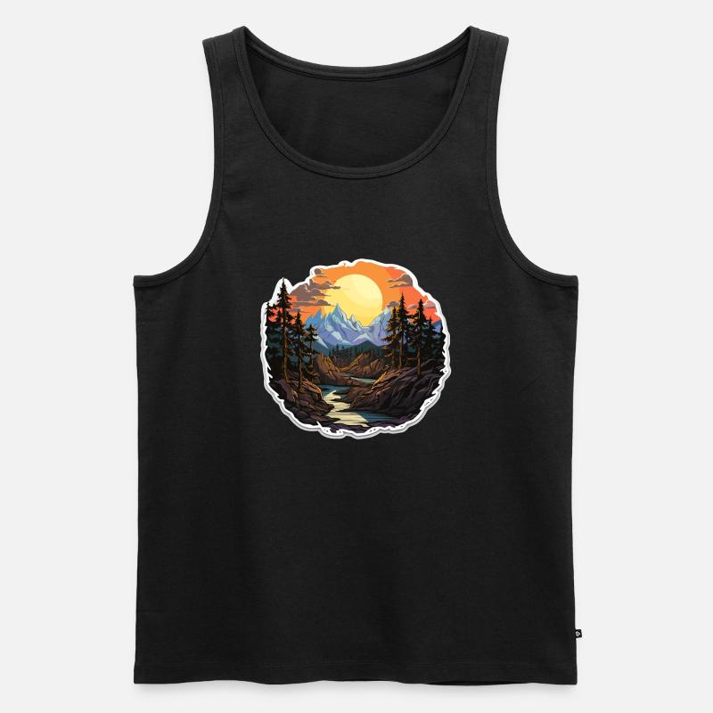 Landschaft - Illustration - Männer Premium Bio Tank Top - Schwarz