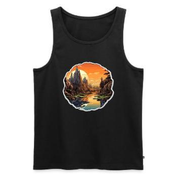 Paysage - Illustration - Débardeur bio Premium Homme - noir - Devant - Michal (187cm)