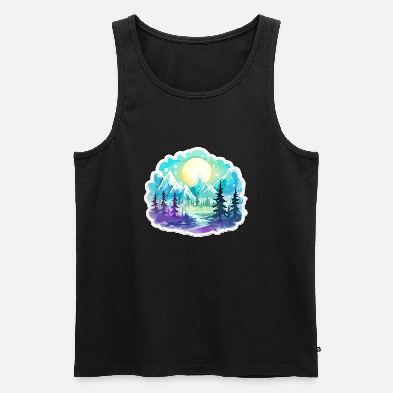 Landschaft - Illustration - Männer Premium Bio Tank Top - Schwarz