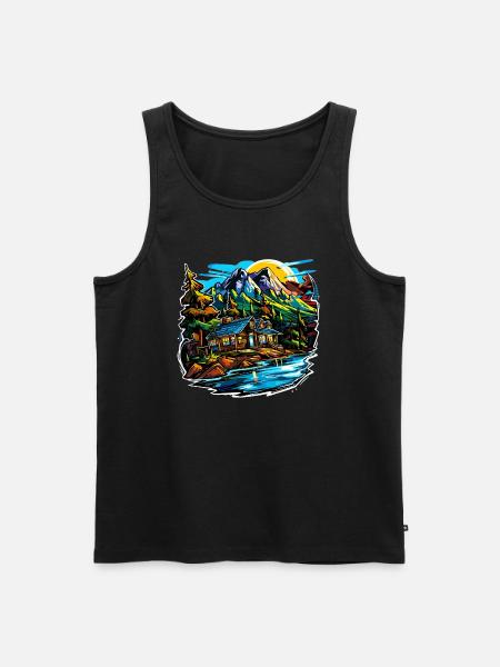 Landschaft - Illustration - Männer Premium Bio Tank Top - Schwarz