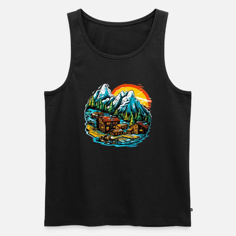 Landschaft - Illustration - Männer Premium Bio Tank Top - Schwarz