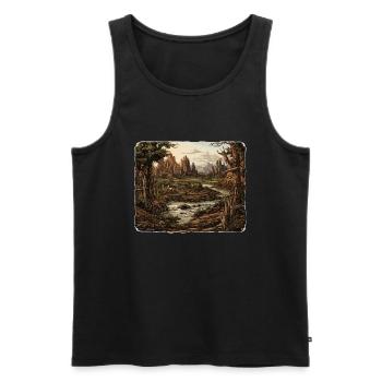 Paysage - Illustration - Débardeur bio Premium Homme - noir - Devant - Michal (187cm)