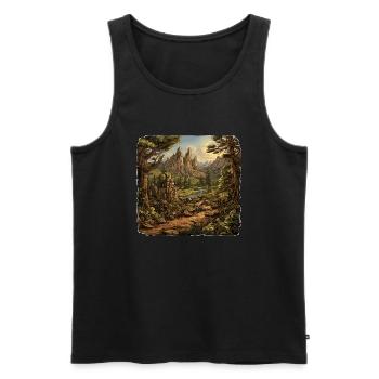 Paysage - Illustration - Débardeur bio Premium Homme - noir - Devant - Michal (187cm)