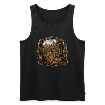 Paysage - Illustration - Débardeur bio Premium Homme - noir - Devant - Michal (187cm)