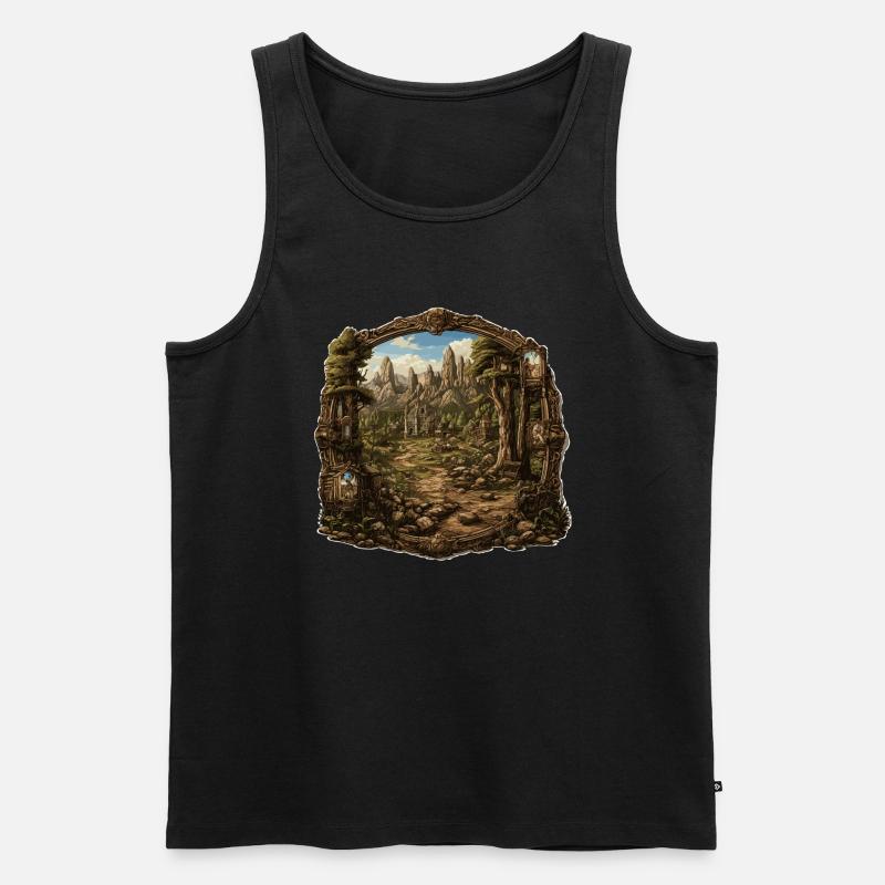 Landschaft - Illustration - Männer Premium Bio Tank Top - Schwarz