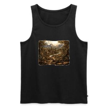 Paysage - Illustration - Débardeur bio Premium Homme - noir - Devant - Michal (187cm)
