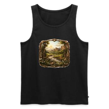 Paysage - Illustration - Débardeur bio Premium Homme - noir - Devant - Michal (187cm)