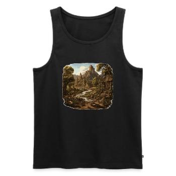 Paysage - Illustration - Débardeur bio Premium Homme - noir - Devant - Michal (187cm)