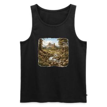 Paysage - Illustration - Débardeur bio Premium Homme - noir - Devant - Michal (187cm)