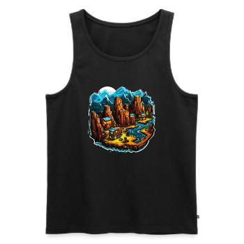 Paysage - Illustration - Débardeur bio Premium Homme - noir - Devant - Michal (187cm)