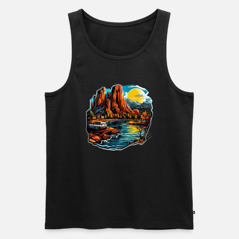 Landschaft - Illustration - Männer Premium Bio Tank Top - Schwarz
