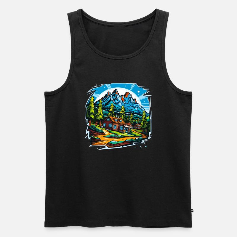 Landschaft - Illustration - Männer Premium Bio Tank Top - Schwarz
