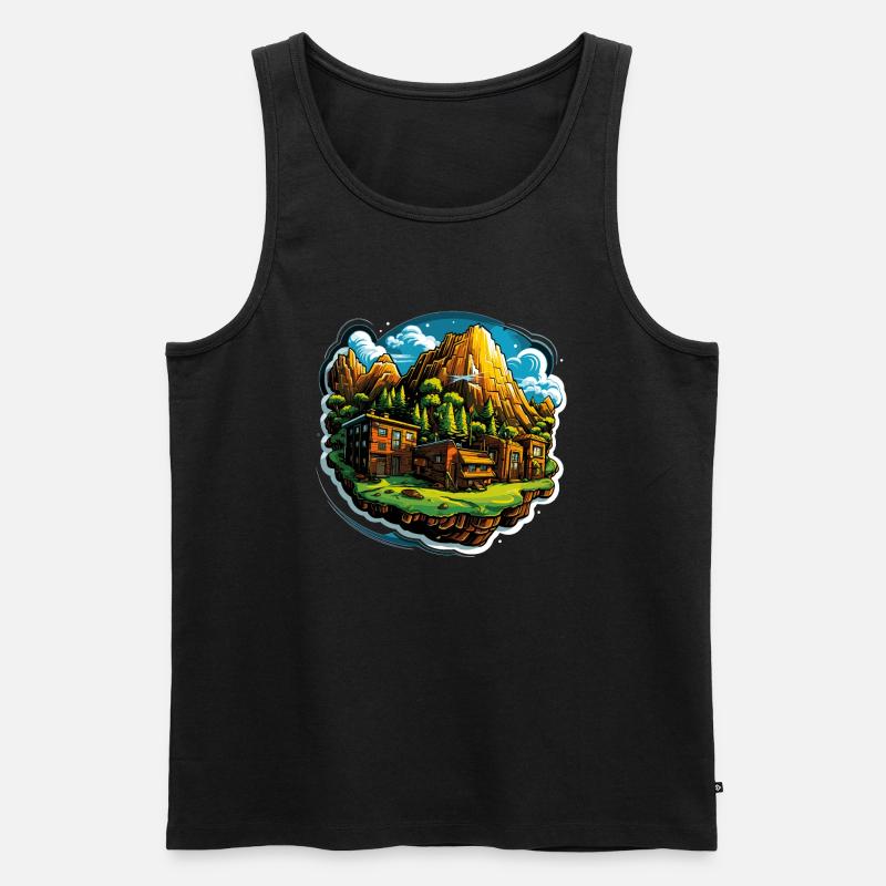 Landschaft - Illustration - Männer Premium Bio Tank Top - Schwarz
