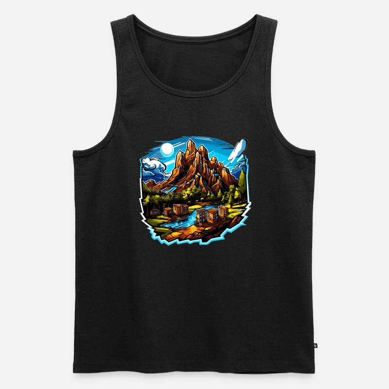 Landschaft - Illustration - Männer Premium Bio Tank Top - Schwarz