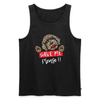 Save Me Dog Please - Men's Premium Organic Tank Top - black - Front - AI Model Male 178 light (178cm)