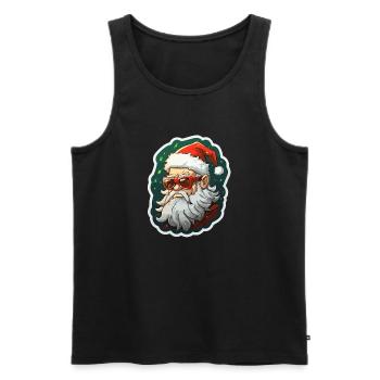 Père Noël - illustration - Débardeur bio Premium Homme - noir - Devant - Michal (187cm)