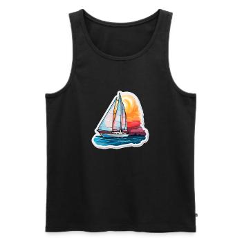 Segelboot - Illustration - Männer Premium Bio Tank Top - Schwarz - Vorne - AI Model Male 178 light (178cm)