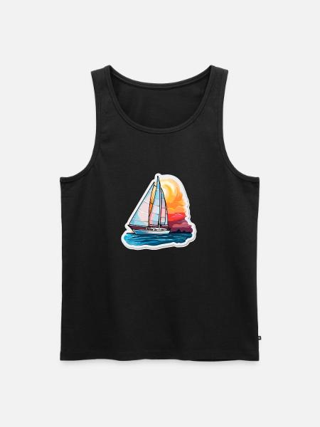 Sailboat - illustration - Men's Premium Organic Tank Top - black