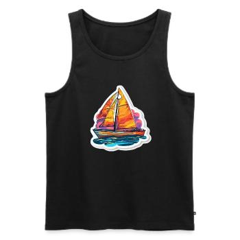 Segelboot - Illustration - Männer Premium Bio Tank Top - Schwarz - Vorne - AI Model Male 178 light (178cm)