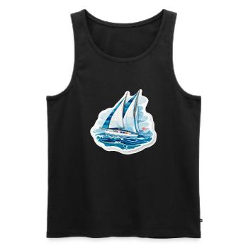 Segelboot - Illustration - Männer Premium Bio Tank Top - Schwarz - Vorne - AI Model Male 178 light (178cm)