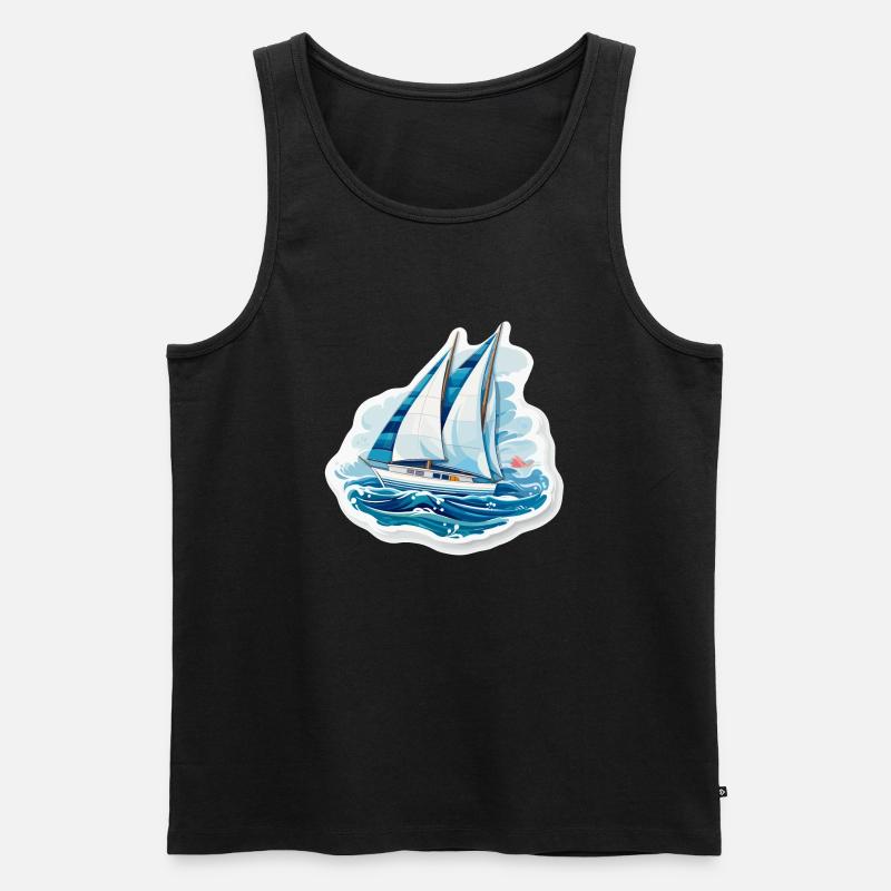 Segelboot - Illustration - Männer Premium Bio Tank Top - Schwarz