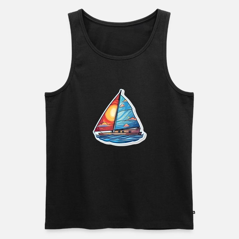 Segelboot - Illustration - Männer Premium Bio Tank Top - Schwarz