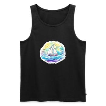 Segelboot - Illustration - Männer Premium Bio Tank Top - Schwarz - Vorne - AI Model Male 178 light (178cm)