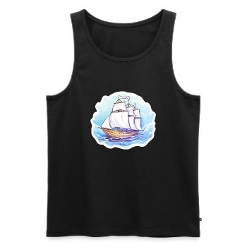 Segelboot - Illustration - Männer Premium Bio Tank Top - Schwarz - Vorne - AI Model Male 178 light (178cm)