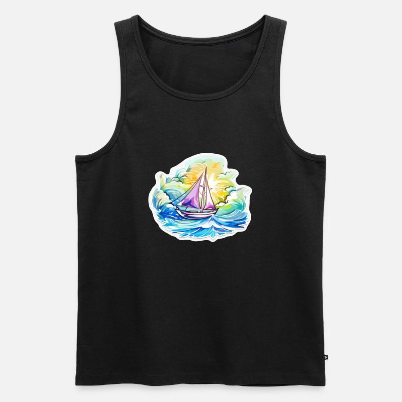 Segelboot - Illustration - Männer Premium Bio Tank Top - Schwarz