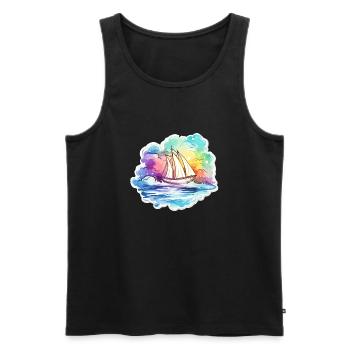 Segelboot - Illustration - Männer Premium Bio Tank Top - Schwarz - Vorne - AI Model Male 178 light (178cm)