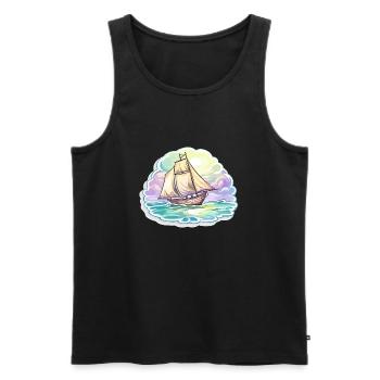 Segelboot - Illustration - Männer Premium Bio Tank Top - Schwarz - Vorne - AI Model Male 178 light (178cm)