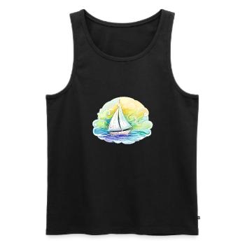 Segelboot - Illustration - Männer Premium Bio Tank Top - Schwarz - Vorne - AI Model Male 178 light (178cm)
